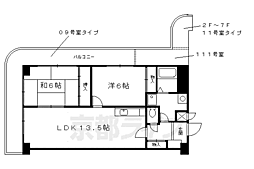 インペリアルパレスリバーサイド 2LDKの間取図画像