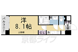 ソルテラス京都洛南 1Kの間取図画像