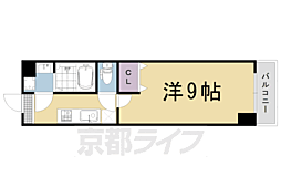 エリーフラッツ桂南 1Kの間取図画像