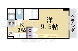 カルテットコボリB棟 1Kの間取図画像