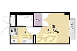 セラヴィ清水五条 1Kの間取図画像