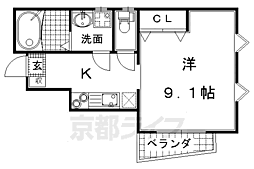 デメテル藤森 1Kの間取図画像