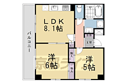 リバティー四条烏丸 2LDKの間取図画像