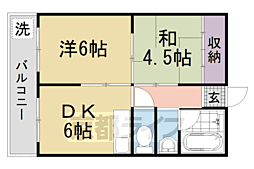 桃山グランドハイツ 2DKの間取図画像