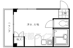 プレズィール深草 ワンルームの間取図画像