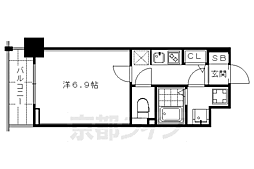 エスライズ京都河原町 1Kの間取図画像