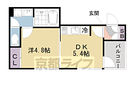ハーモニーテラス竹田浄菩提院町 1DKの間取図画像