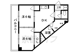 伏見ガーデンヒルズ 2DKの間取図画像