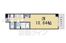 カーサ・ヴェルデ西洞院 1Kの間取図画像