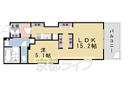 京都市下京区中堂寺鍵田町マンション 1LDKの間取図画像