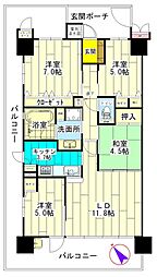 ルイシャトレ神戸ポートアイランド 4LDKの間取図画像