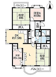 UR都市機構神宮東パークハイツ18号棟 4LDKの間取図画像