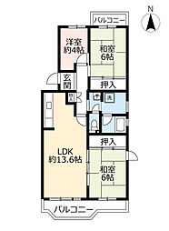 UR都市機構神宮東パークハイツ24号棟 3LDKの間取図画像