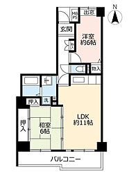 UR都市機構白鳥パークハイツ日比野東3号棟 2LDKの間取図画像
