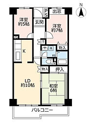 UR都市機構白鳥パークハイツ日比野東3号棟 3LDKの間取図画像