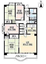 UR都市機構神宮東パークハイツ15号棟 4LDKの間取図画像