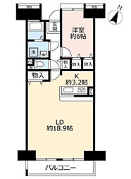 UR都市機構白鳥パークハイツ大宝7号棟 1LDKの間取図画像