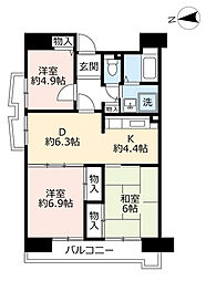 UR都市機構アーバンラフレ金山 2LDKの間取図画像