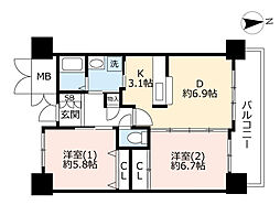 UR都市機構アクシオス千種 2DKの間取図画像