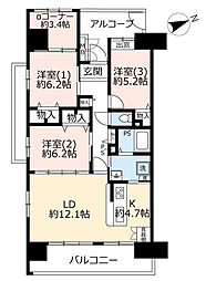 アーバンラフレ鶴舞公園1号棟 3LDKの間取図画像