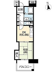 UR都市機構アーバンラフレ星ケ丘11号棟 1DKの間取図画像