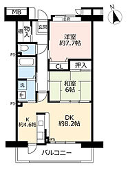 UR都市機構アーバンラフレ虹ケ丘中6号棟 2LDKの間取図画像