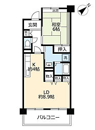 UR都市機構アーバンラフレ虹ケ丘西5号棟 1LDKの間取図画像