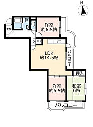 UR都市機構一社東 3LDKの間取図画像