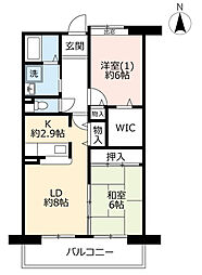 UR都市機構アーバンラフレ虹ケ丘西5号棟 2LDKの間取図画像