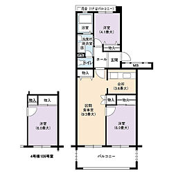 UR都市機構アーバンラフレ星ケ丘4号棟 2LDKの間取図画像