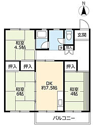 UR都市機構中央台団地209棟 2LDKの間取図画像