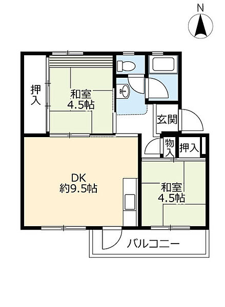 UR藤山台 ｜愛知県春日井市藤山台1丁目(賃貸マンション2DK・5階・43.33㎡)の写真 その2