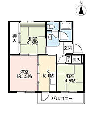 UR都市機構藤山台団地112棟 2DKの間取図画像