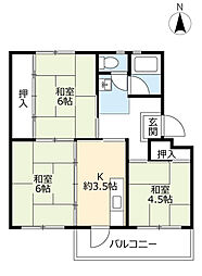 UR都市機構中央台団地218棟 2DKの間取図画像