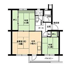 UR都市機構藤山台団地363棟 2DKの間取図画像