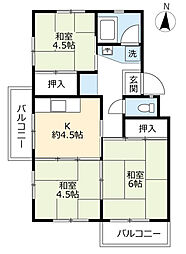 UR都市機構藤山台団地352棟 2DKの間取図画像