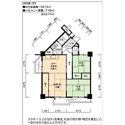 UR都市機構高座台団地105号棟 2LDKの間取図画像
