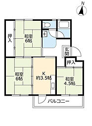 UR都市機構高森台団地016棟 3Kの間取図画像