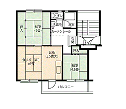 UR都市機構中央台団地218棟 2DKの間取図画像