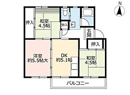 UR都市機構藤山台団地352棟 3DKの間取図画像