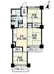 UR都市機構高座台団地102号棟 2LDKの間取図画像