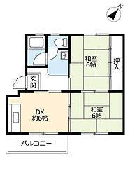 UR都市機構岩成台団地037棟 2DKの間取図画像