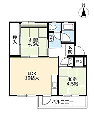 UR都市機構藤山台団地363棟 2DKの間取図画像