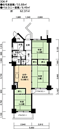 UR都市機構高座台団地102号棟 2DKの間取図画像
