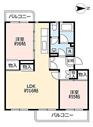 UR都市機構水草団地4号棟 2LDKの間取図画像