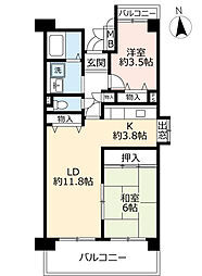 UR都市機構アーバンラフレ志賀23号棟 2LDKの間取図画像