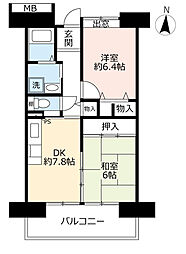 UR都市機構アーバンラフレ鳩岡1号棟 2DKの間取図画像
