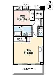 UR都市機構アーバンラフレ志賀6号棟 1LDKの間取図画像