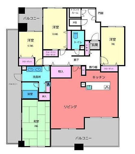 専有面積136平米の広々4LDK！