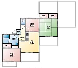 クローバー花畑ガーデン 3DKの間取図画像